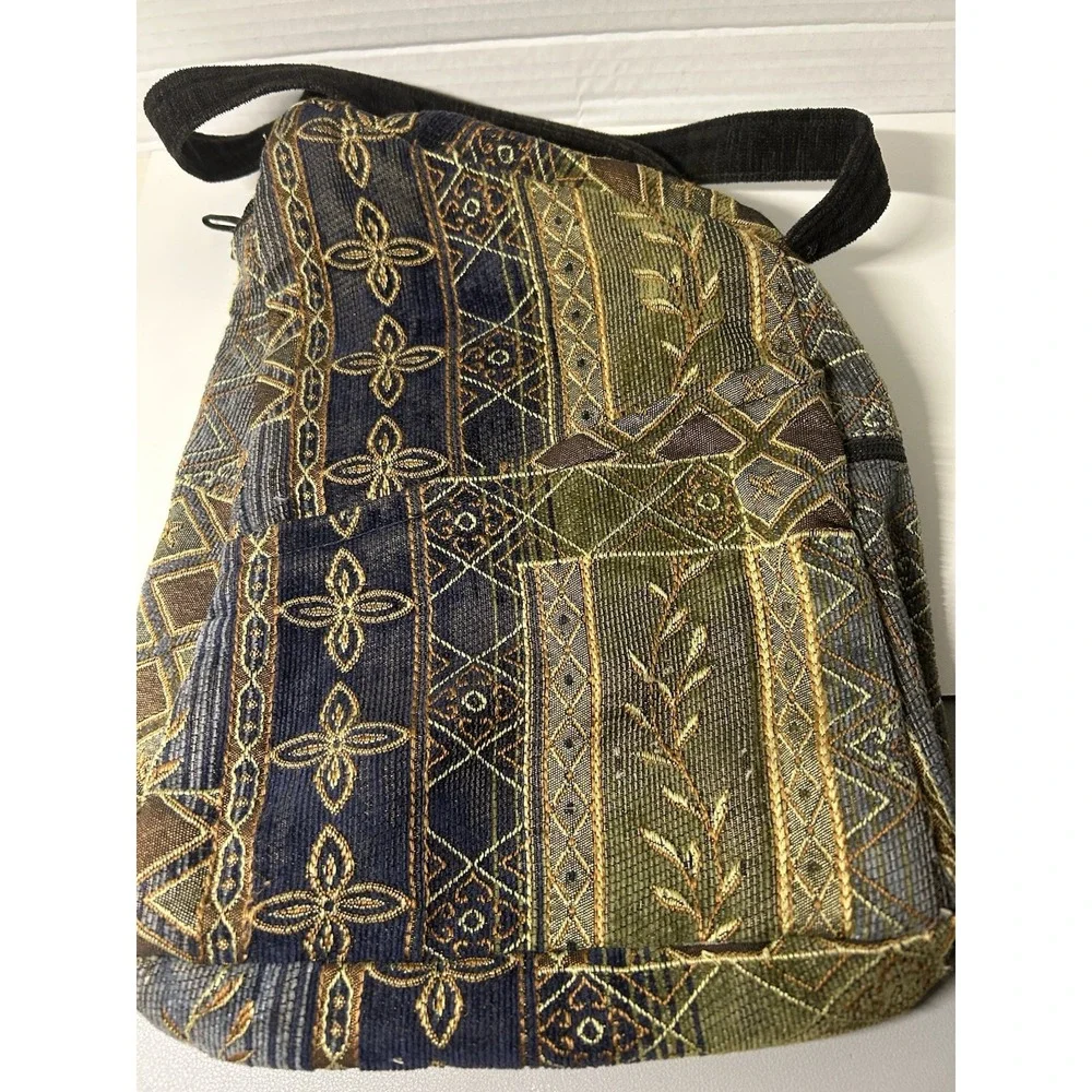 Vintage Danny K. USA Woven Tapestry Crossbody Purse Multicolor Patchwork BOHO
